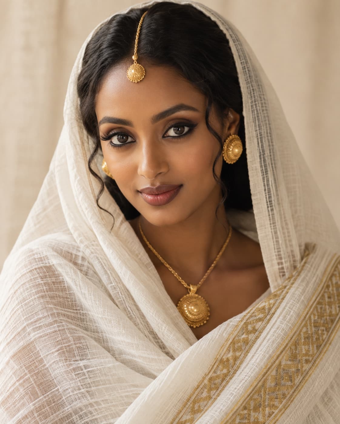 Melse — netela, kohl eyes, gold jewellery